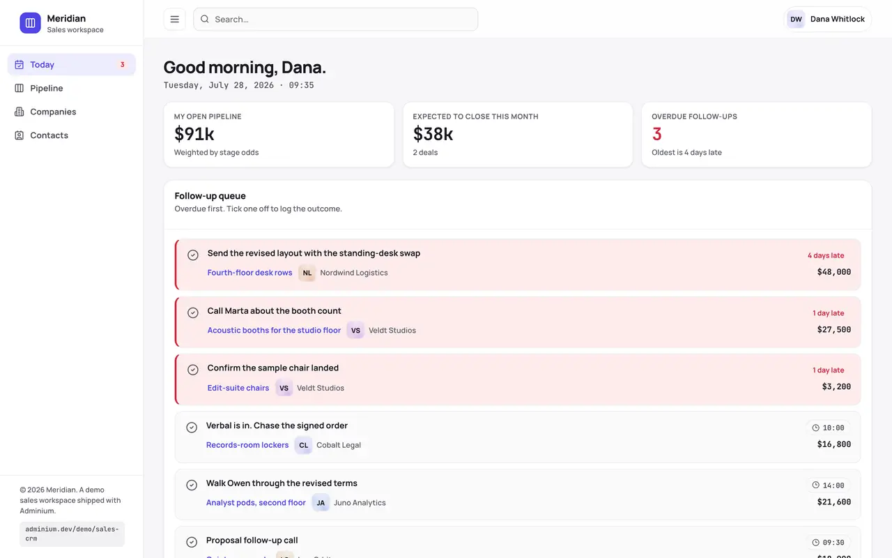 Sales CRM — A rep’s day