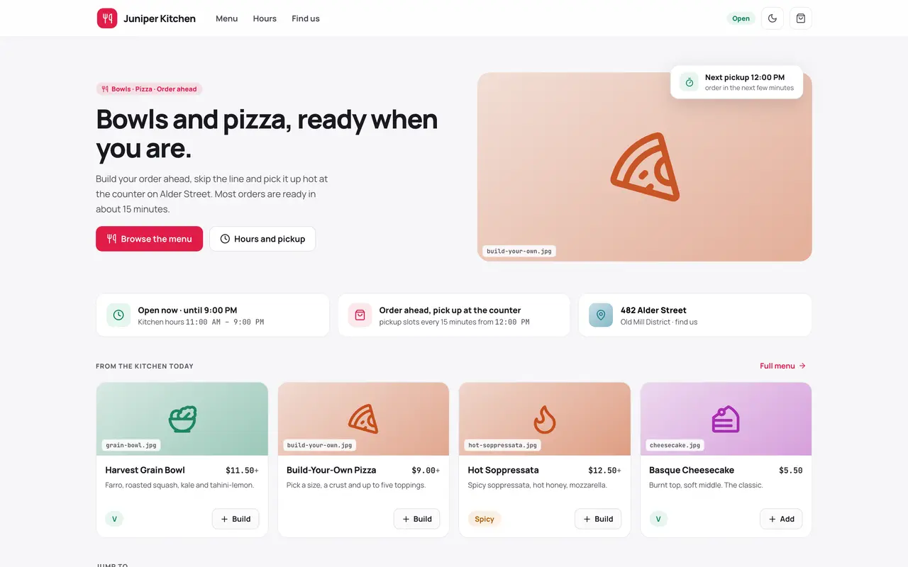 Online Ordering — Ordering home